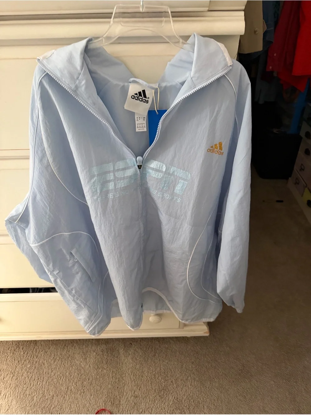 adidas Light Blue Hooded Windbreaker Jacket